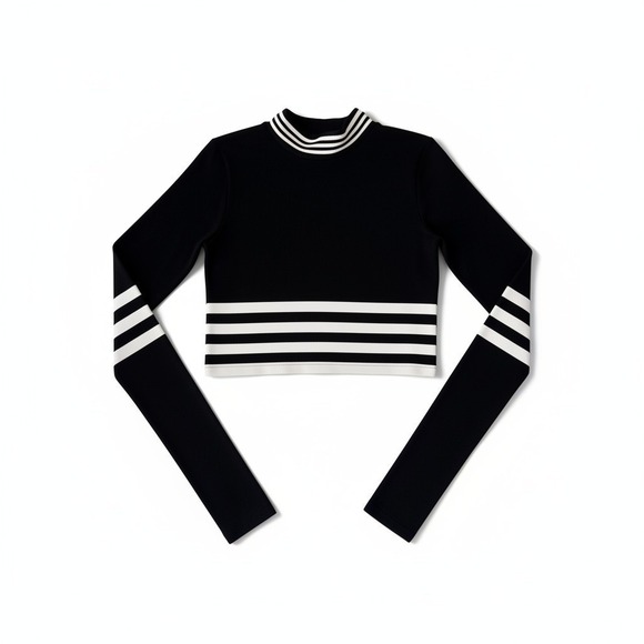 Free People Tops - FREE PEOPLE Movement Triumph Stripe Crop Top Women's Medium Black Athleisure Y2K